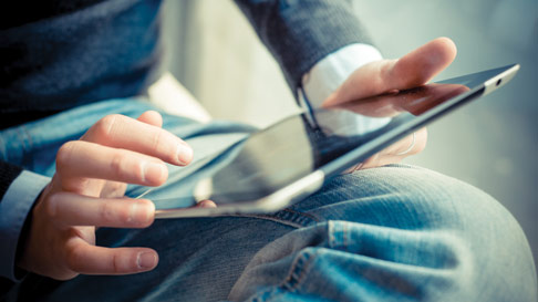 man on tablet